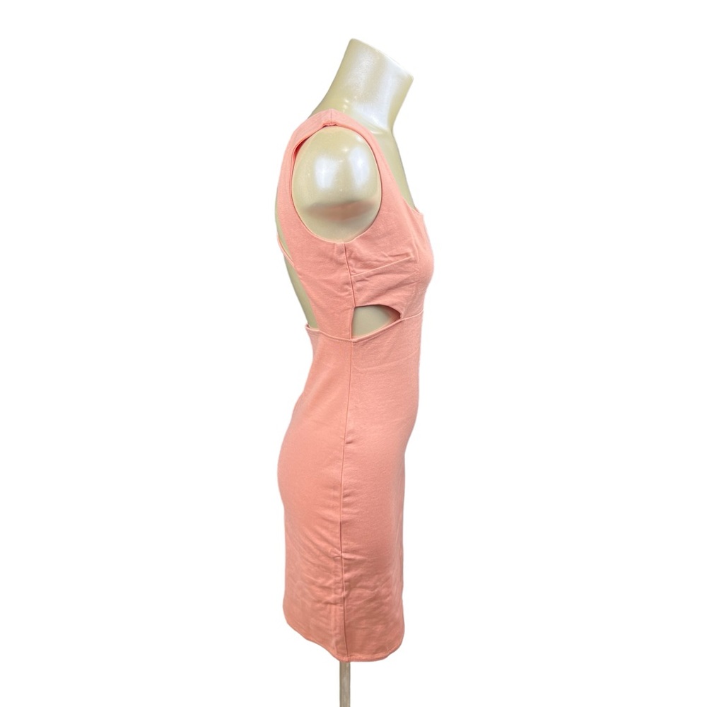 Lulus Solemio Peach Coral Bodycon Cutout Dress Sz M cross back strappy - Picture 2 of 5